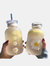 Double Cover Straw Glass, Milk Juice Cute Water Bottle With Scale Lids Little Daisy Matte Portable Transparent Water Cup Glass Bottles Creative Handy