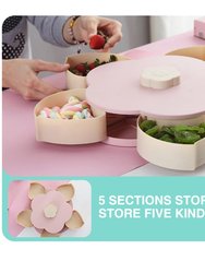 Double Deck Snack Box Flower Shaped Rotating Candy Serving Containers With Phone Holder, 10 Grid Creative Snacks Storage Tray -Bulk 3 Sets