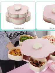 Double Deck Snack Box Flower Shaped Rotating Candy Serving Containers With Phone Holder, 10 Grid Creative Snacks Storage Tray -Bulk 3 Sets