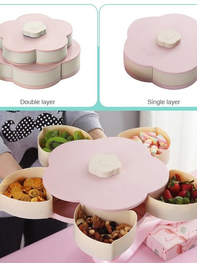Vigor Double Deck Snack Box Flower Shaped Rotating Candy Serving Containers With Phone Holder, 10 Grid Creative Snacks Storage Tray -Bulk 3 Sets product