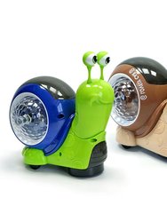 Educational Electric Lovely Walking Snail toy Music And Light Sensor Obstacles Avoidance Snail Lightup toys - Brown