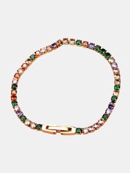 Fashion Jewelry Accessories Inlaid Crystal Stainless Steel Bracelet - Rainbow Stones