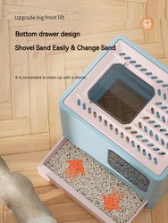 Foldable Cat Litter Box With Lid Kitty Toilet Top Entry Enclosed Cat Potty Anti/Splashing Covered Drawer - Bulk 3 Sets