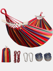 Folding Double Hanging Nylon Wholesale Swing Portable Outdoor Camping Hammock Canvas Hammock Bed - Red