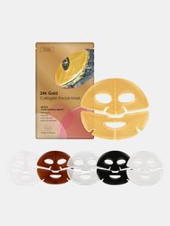 Gold 24K Collagen Neck Mask & Hydra Face Lift Gold Aloe Extract Collagen Facial Mask Combo Pack