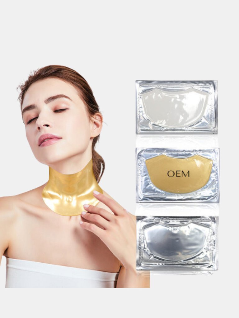 Gold 24K Collagen Neck Mask & Hydra Face Lift Gold Aloe Extract Collagen Facial Mask Combo Pack