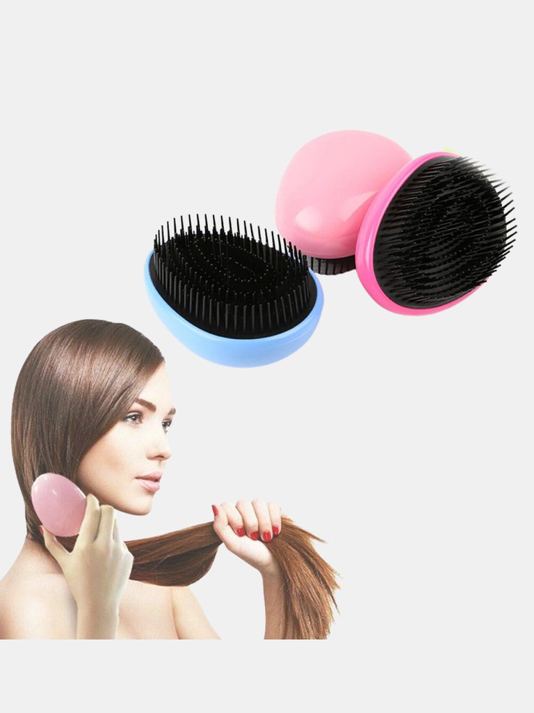 Hair Care Comb Massage Hairbrush Tangle Egg Shaped Detangling - Black