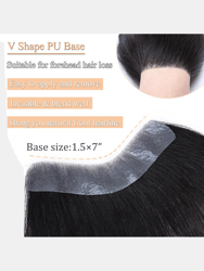 Hairpiece V-Shape Mens Topper PU Thin Skin Base Natural Hairline