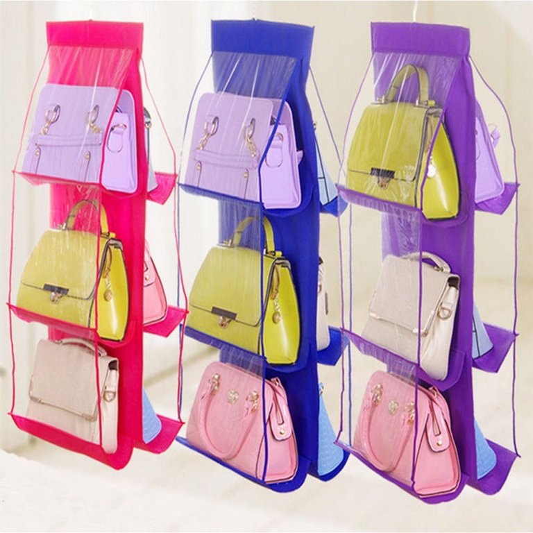 Hanging Purse Handbag Organizer Clear Hanging Shelf Bag Collection Storage - Bulk 3 Sets