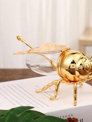 High End Condiment Bee Shaped Glass Honey Pot Blow Glass Bee Figurine Honey Dispenser