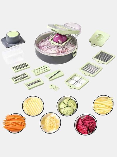 Vigor High Quality 13 In 1 Vegetable Chopper Cutter 13 In 1 Slicer Dicer Pro Onion Chopper Food Chopper With Container And Hand Guard - Bulk 3 Sets product