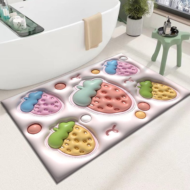 High Quality Diatom Mud 3D Pattern Non Slip Bath Rug With Design Washable Drying Cute Bathroom Mats - Bulk 3 Sets