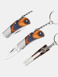 High Quality Perfect Gift Folding Pocket Knife, Small Keychain Knife, Compact EDC Knife with Color-wood Handle Bulk In 3 Sets