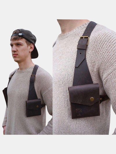 Vigor Hip-hop Men Leather Shoulder Holster Bag Sleeveless Harness Vest Bag Tactical Vest Waistcoats product