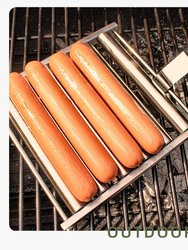 Hot Dog Grill Detachable Long Wooden Handle Food Grade Stainless Steel - Bulk 3 Sets