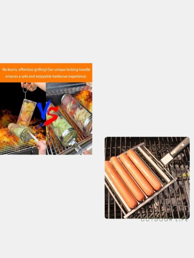 Vigor Hot Dog Grill & Steel Round Grilling Basket Combo Pack - Bulk 3 Sets product