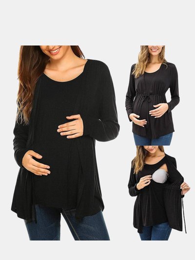 Vigor Long Sleeve T-shirt Elegant Double Layer For Breastfeeding Pregnancy Maternity Clothes For Mom product
