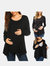 Long Sleeve T-shirt Elegant Double Layer For Breastfeeding Pregnancy Maternity Clothes For Mom - Black(2XL)