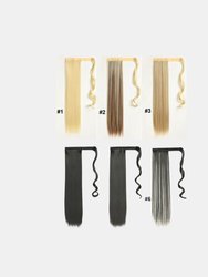 Long Straight Ponytail Hair Synthetic Extensions And Long Curly Wavy Hair 16 Clip Combo Pack