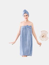 Luxury Microfiber Bath Towel Wrap - Blue