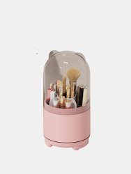 Makeup Brush Storage Cylinder, Organizer with Lid, Make Up Brushes Container with Clear Acrylic Cover For Vanity Desktop Bathroom Countertop