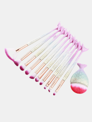 Mermaid Foundation Eyebrow Eyeliner Makeup Blush Cosmetic Concealer Fish Tail Make Up Brushes Tools  - MOQ 10 PCS