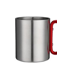 Metal Outdoor Double Wall Stainless Steel Cup, Coffee Mug With Buckle Mountaineering Camping Cookout - Red(220 ml)