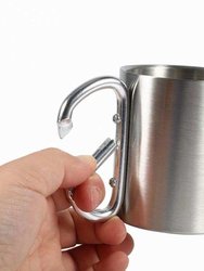 Metal Outdoor Double Wall Stainless Steel Cup, Coffee Mug With Buckle Mountaineering Camping Cookout