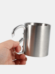 Metal Outdoor Double Wall Stainless Steel Cup,Coffee Mug With Buckle Mountaineering Camping Cookout(Bulk 3 Sets)