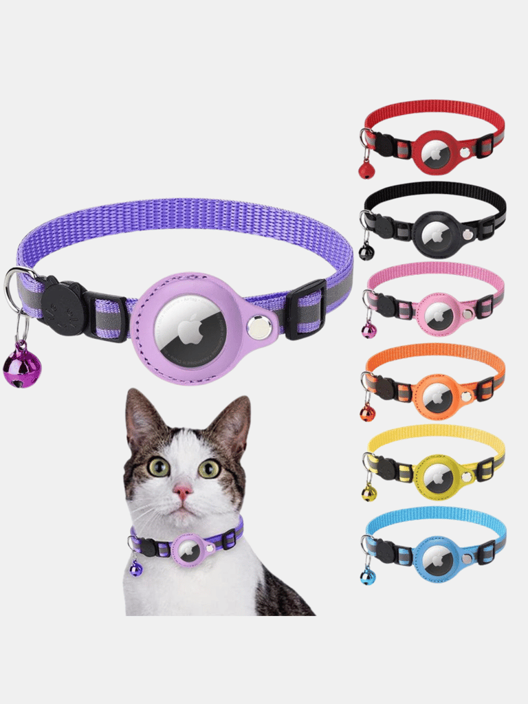 Multi Purpose Airtag Holder Cat Collar Breakaway Adjustable Anti-Loss Reflective Airtag Cat Collar - Bulk 3 Sets