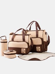 Multifunction Mommy Bag Large Storage For Baby Diaper Bags Tote 5 Pcs Baby Diaper Convertible - Bulk 3 Sets - Brown
