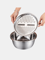 Multifunctional 3 in 1 Stainless Steel Drain Basket Multi-purpose Vegetable Slicer Graters For Kitchen - Bulk 3 Sets
