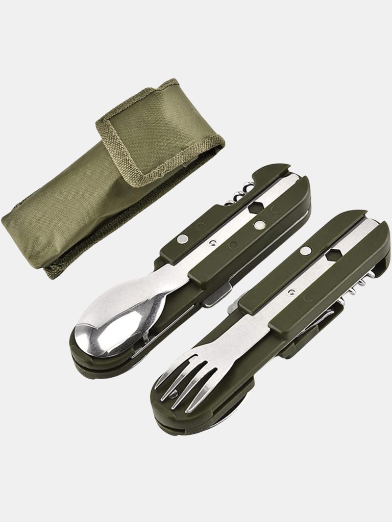 Multipurpose Outdoor Tools Spoon And Fork Set Can Opener With Bag