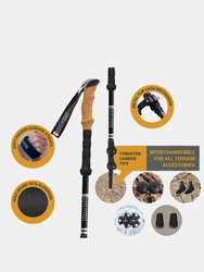 Natural Cock Collapsible And Telescopic Walking Sticks Carbon Fiber Trekking Poles And Extended EVA Grips, Backpacking Camping - Bulk 3 Sets