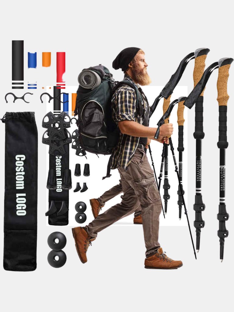 Natural Cock Collapsible And Telescopic Walking Sticks Carbon Fiber Trekking Poles And Extended EVA Grips, Ultralight Nordic Hiking Poles