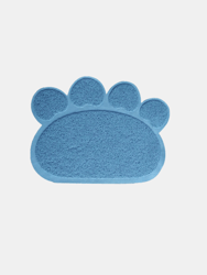 Non-Slip Cat Litter Mat Paw Shape Pet Dog Cat Puppy Kitten Dish Bowl Food Water Feeding Placemat - Bulk 3 Sets - Blue