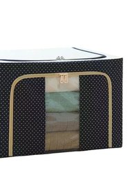 Oxford Cloth Steel Frame Stackable Container Organizer Quilt Storage Box - Blue Dotted(M)