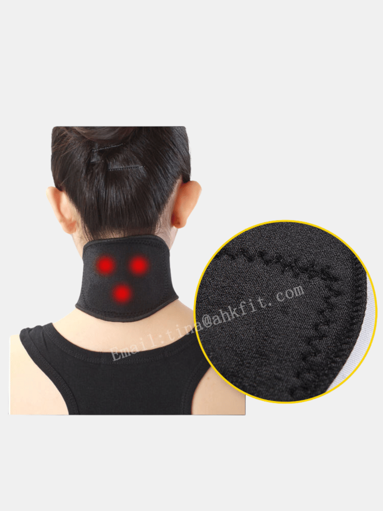 Pain Relief Self Heating Magnetic Traction Neck Brace Far Infrared Neck Support Belt(Bulk 3 Sets) - Black