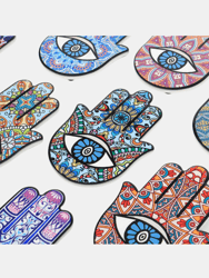 Perfect Artistic Gift Ceramic Drinks Magnetic Coasters Holder Slice Hamsa Hand Eye For Home Decor - Bulk 3 Sets