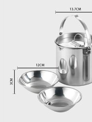Perfect Camping 5 Pcs Set Stainless Steel Pot With Collapsible Handle And Lid - Bulk 3 Sets
