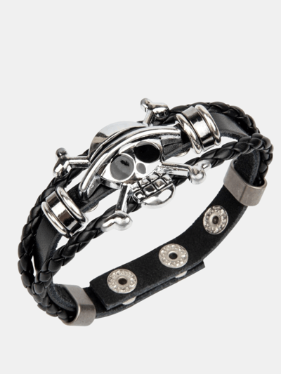 Vigor Perfect Classy And Trendy Skeleton  Head Braided Leather Bracelet Ad-Ons On Shows product