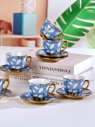 Perfect Gift Ceramic Mugs European Style Coffee Cup Gift Set Coffee Mug And Saucer - Blue