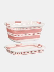 Perfect Space Saving Premium Quality Basket Collapsible Plastic Laundry Basket Pop Up Storage Organizer - Pink