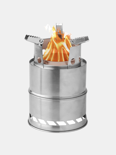 Vigor Portable Wood Burning Stove, Camping Stove Foldable Stainless Steel Backpacking Stove Camping Cookware Rocket Stove Solid Alcohol Stove - Bulk 3 Sets product