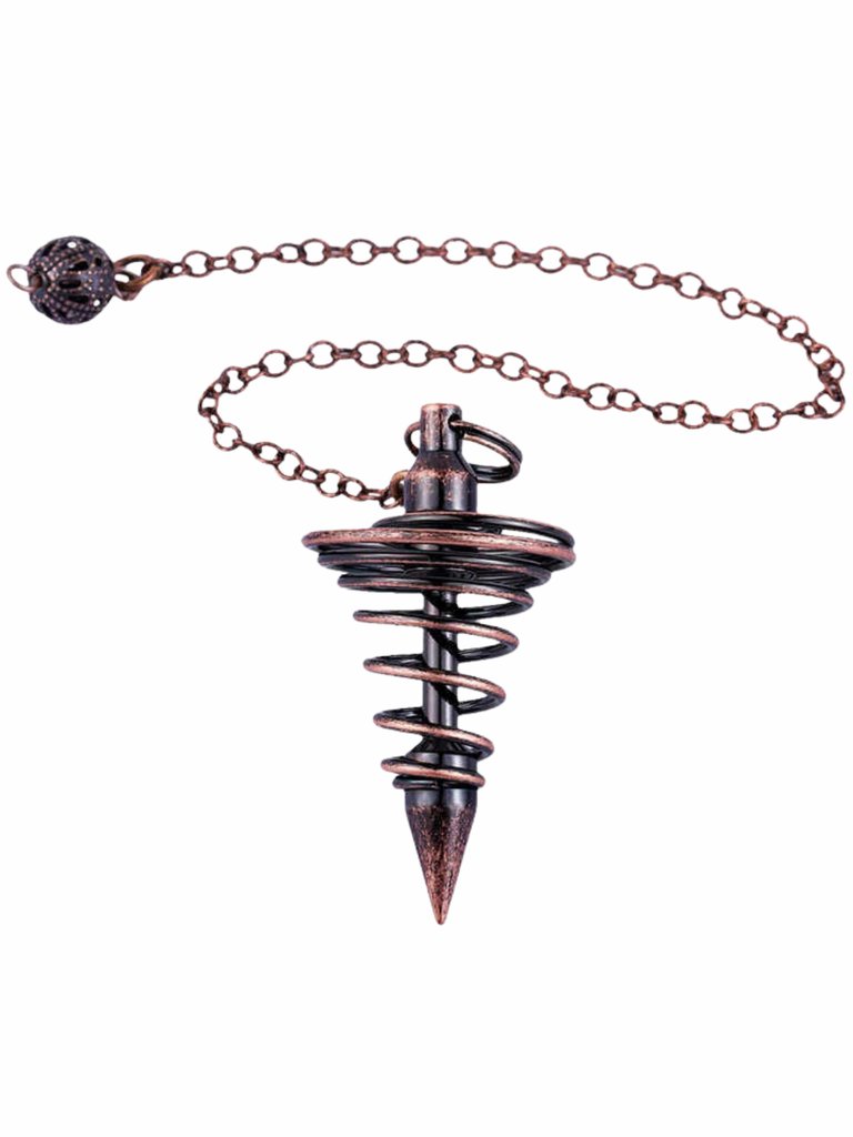 Professional Grade Metal Dowsing Pendulum Divination Dower Reiki Healing Pendulum Chain Spiral Coil Point Meditation Pendant - Bulk 3 Sets