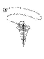 Professional Grade Metal Dowsing Pendulum Divination Dower Reiki Healing Pendulum Chain Spiral Coil Point Meditation Pendant - Bulk 3 Sets - Grey