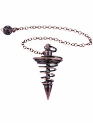 Professional Grade Metal Dowsing Pendulum Divination Dower Reiki Healing Pendulum Chain Spiral Coil Point Meditation Yoga Balancing Pendant - Bronze