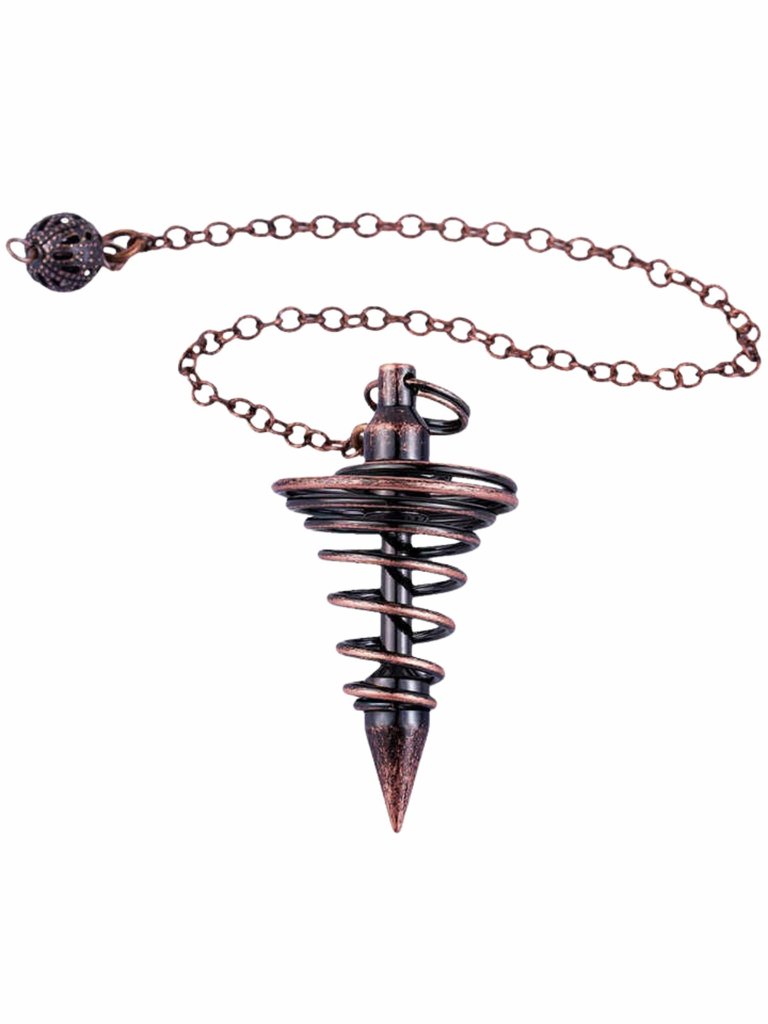 Professional Grade Metal Dowsing Pendulum Divination Dower Reiki Healing Pendulum Chain Spiral Coil Point Meditation Yoga Balancing Pendant - Bronze