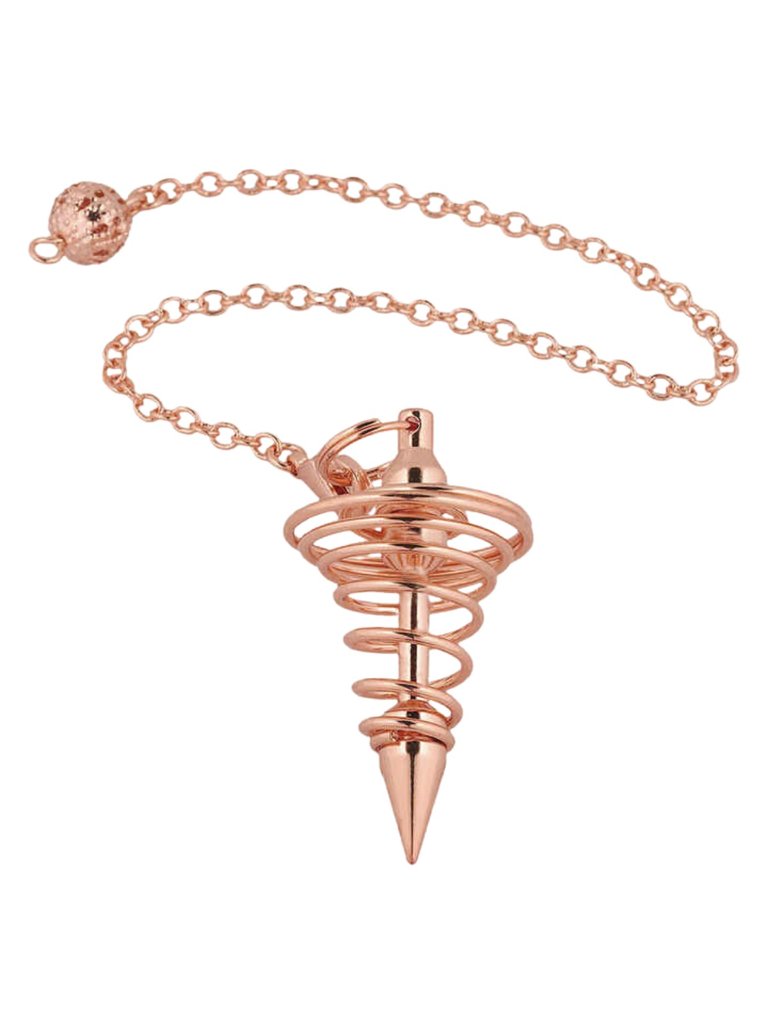 Professional Grade Metal Dowsing Pendulum Divination Dower Reiki Healing Pendulum Chain Spiral Coil Point Meditation Yoga Balancing Pendant - Rose Gold