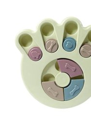 Puzzle Pet Toy Dog Food Turntable Eating Anti Choking Tableware Feeder Bowl - Paw Shape - Green